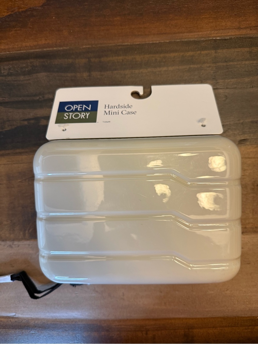Open Story Hardside Mini Case Travel Organizer Zip Case, Glossy White 7x5x3